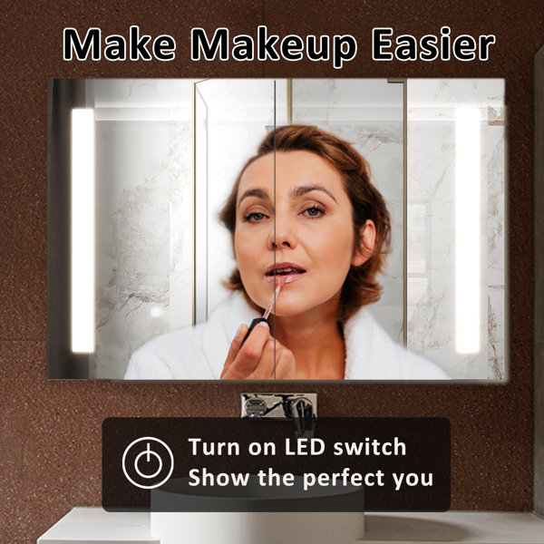 Brayden Studio® Altheia 36'' W 24'' H Surface Mount Frameless Medicine with Mirror and 3